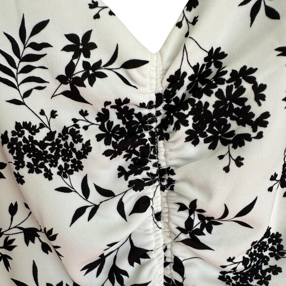 Banana Republic black flower print maxi dress rushed front spagetti straps S - Picture 7 of 7